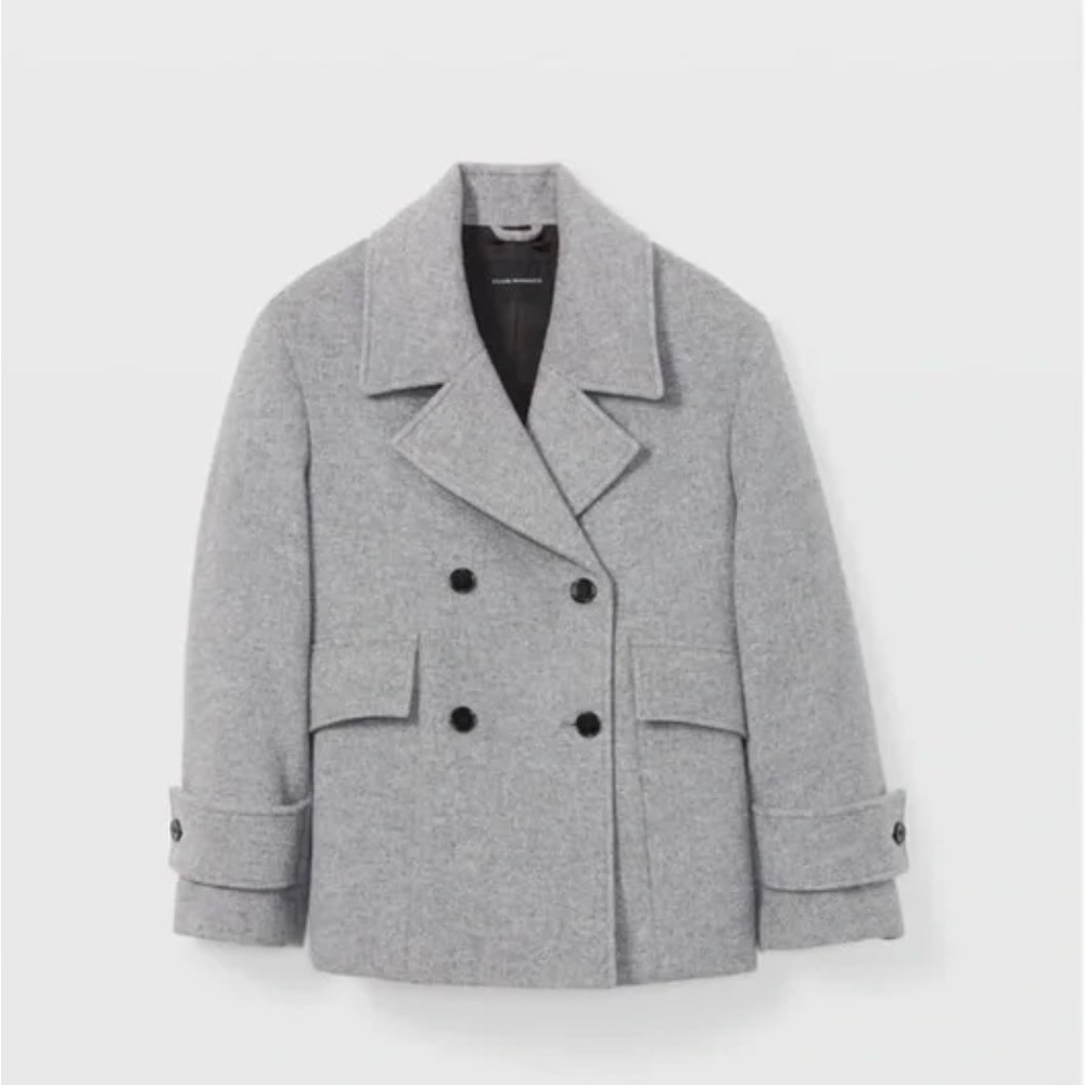 Club Monaco Relaxed Grey Pea Coat - Picture 2 of 9